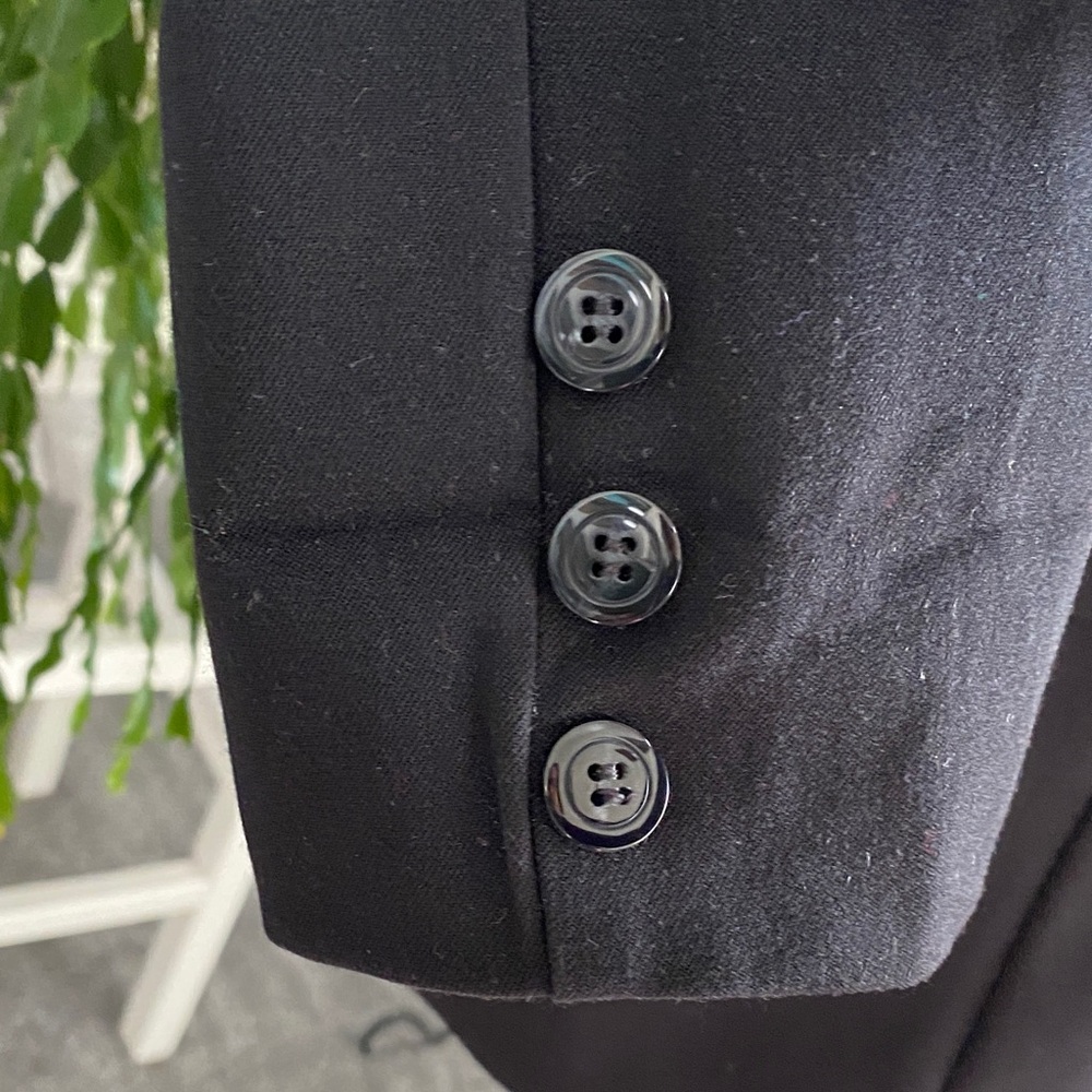 Black Fitted One Button Blazer Power Professional Jacket Button Sleeve Chic Boss - Picture 12 of 17